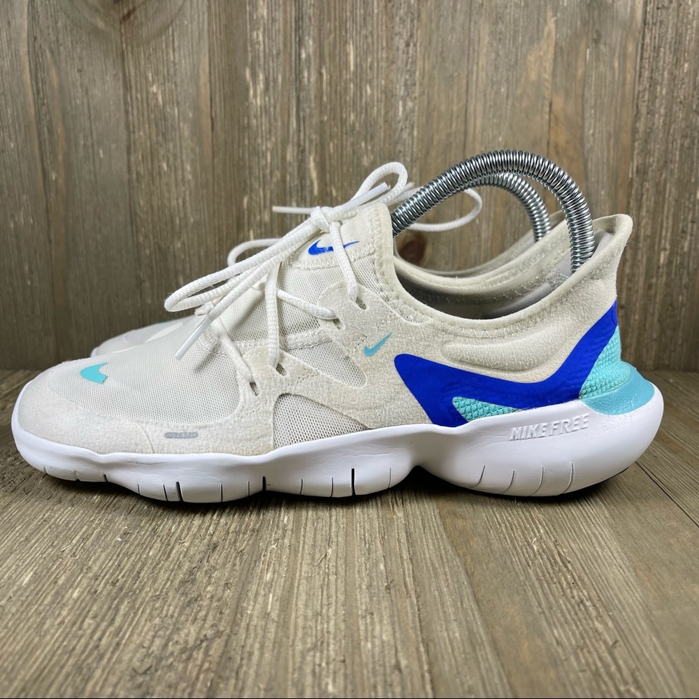 Nike Free RN 5.0 Sail/Aurora Green-Racer Blue AQ1316-103 Women's Size 7.5 Medium - Picture 3 of 10